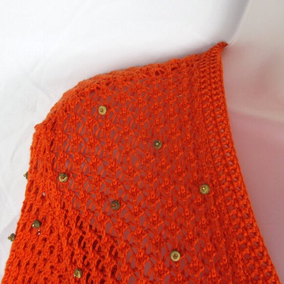 Marisa Studio Cardigan Sweater with Beading Orange Cotton Size XL Coastal Casual - Picture 3 of 7